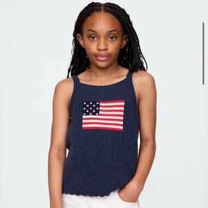 NWT GAP Crochet Sweater Tank Top American Flag CXL 14-16